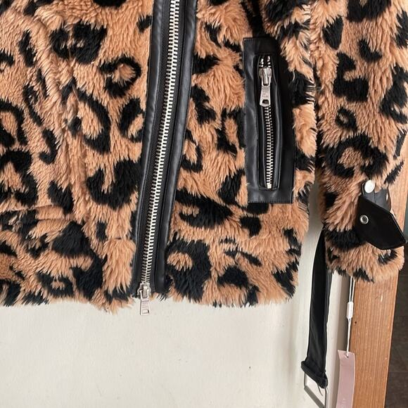 Avec Les Filles Teddy Faux Fur Biker Jacket - Picture 5 of 16